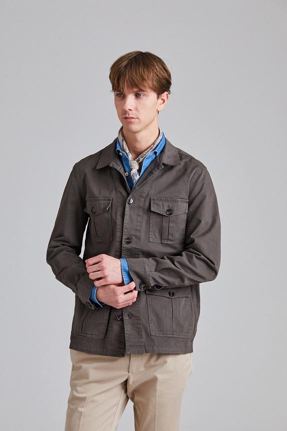 Oscar Jacobson Safari Shirt Jacket Army Green-1